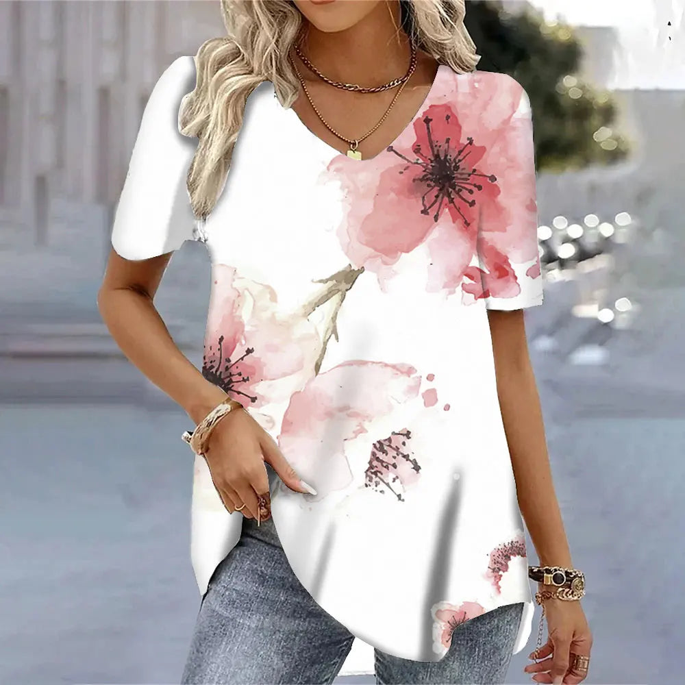 SAIDE™ | S130 TEE - 3D BUTTERFLY PRINT V-NECK T-SHIRT
