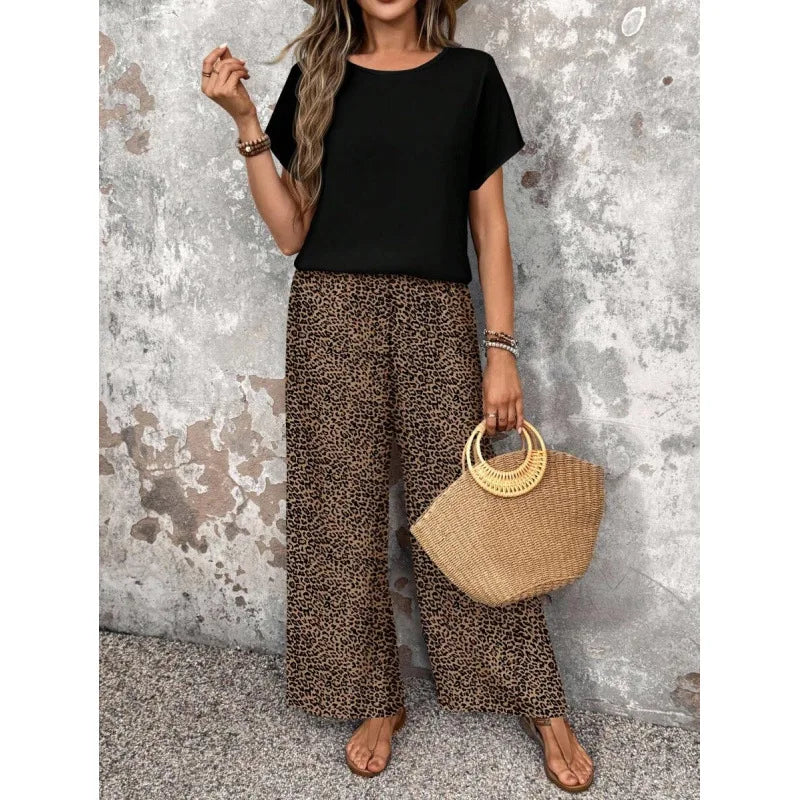 SAIDE™ | S37 TWO PIECE SET - CASUAL PRINT KNITTED TOP AND PANTS SET