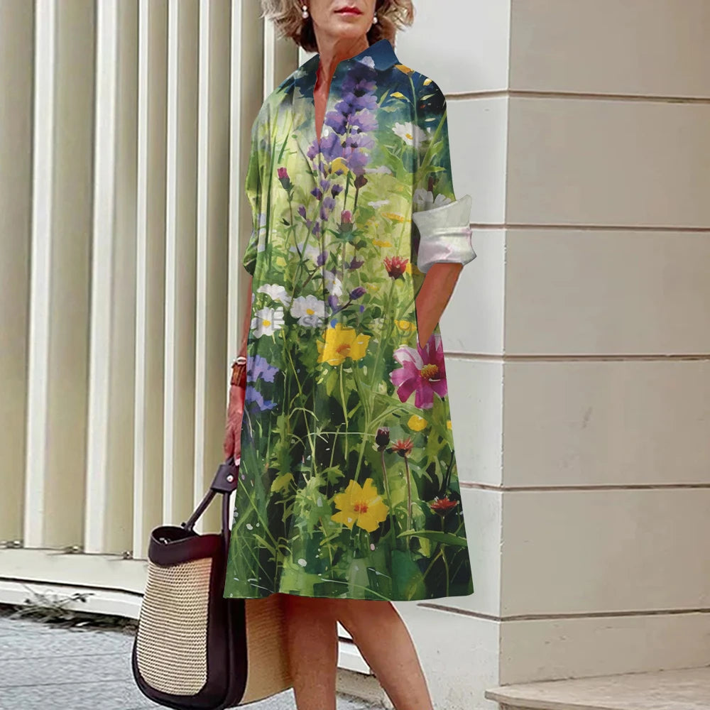 SAIDE™ | S143 DRESS - ASQ LONG SLEEVE SHIRT DRESS