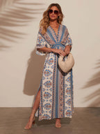 SAIDE™ | S57 DRESS - BOHEMIAN VACATION STYLE PRINTED V-NECK BEACH MAXI DRESS