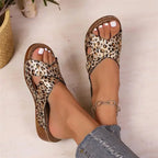 SAIDE™ | S11 SANDALS - LEOPARD PRINT WEDGE SANDALS