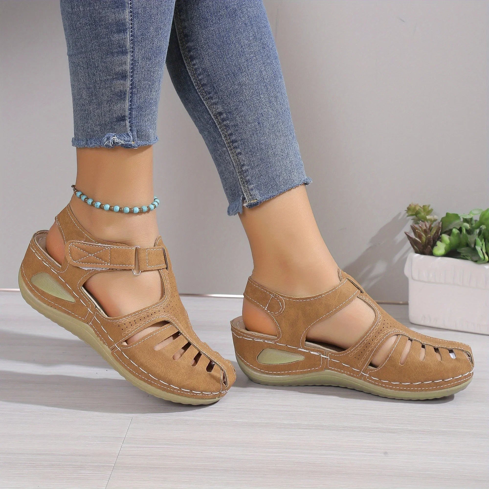 SAIDE™ | S33 SANDALS - STRAPPY BACK BUCKLE WEDGE SANDALS