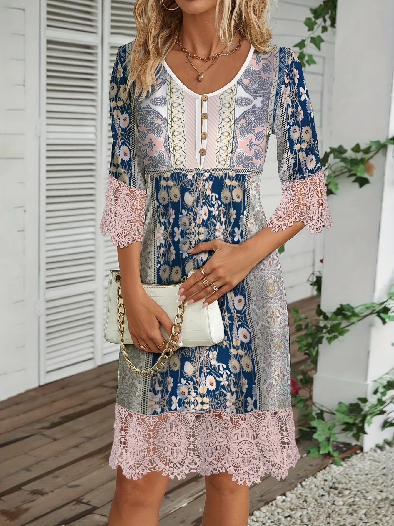 SAIDE™ | S120 DRESS - ELEGANT PRINTED A-LINE KNEE-LENGTH DRESS