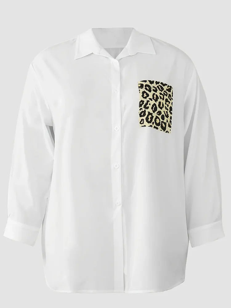 SAIDE™ | S169 SHIRT - LEOPARD PRINT POCKET BUTTON-UP BLOUSE