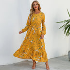 SAIDE™ | S64 DRESS - BOHEMIAN FLORAL PRINT LONG SLEEVE MAXI DRESS