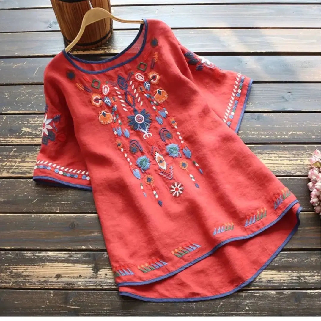 SAIDE™ | S122 SHIRT - EMBROIDERED COTTON CASUAL BLOUSE