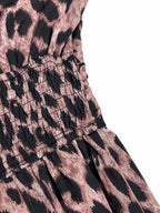 SAIDE™ | S77 DRESS - LEOPARD PRINT V-NECK BUBBLE SLEEVE FITTED DRESS