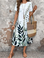 SAIDE™ | S38 DRESS - FLORAL PRINT SHORT SLEEVE MIDI DRESS