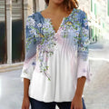 SAIDE™ | S126 BLOUSE - FLORAL PRINT V-NECK CHIFFON BLOUSE