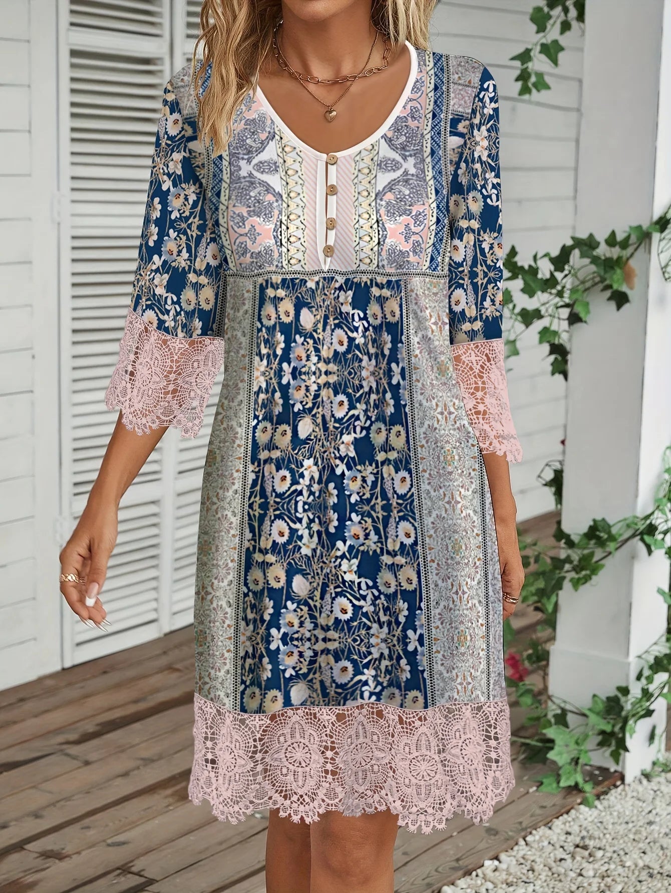 SAIDE™ | S120 DRESS - ELEGANT PRINTED A-LINE KNEE-LENGTH DRESS