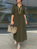 SAIDE™ | S109 DRESS - ELEGANT BUTTON UP LONG SLEEVE CASUAL DRESS