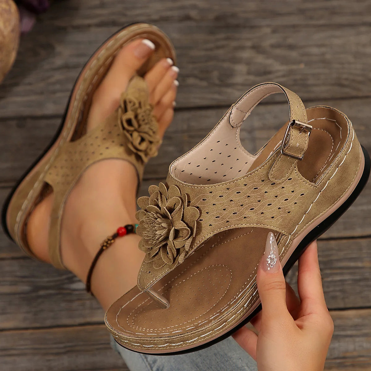 SAIDE™ | S46 SANDALS - SUMMER FLOWER DECORATION WEDGE SANDALS