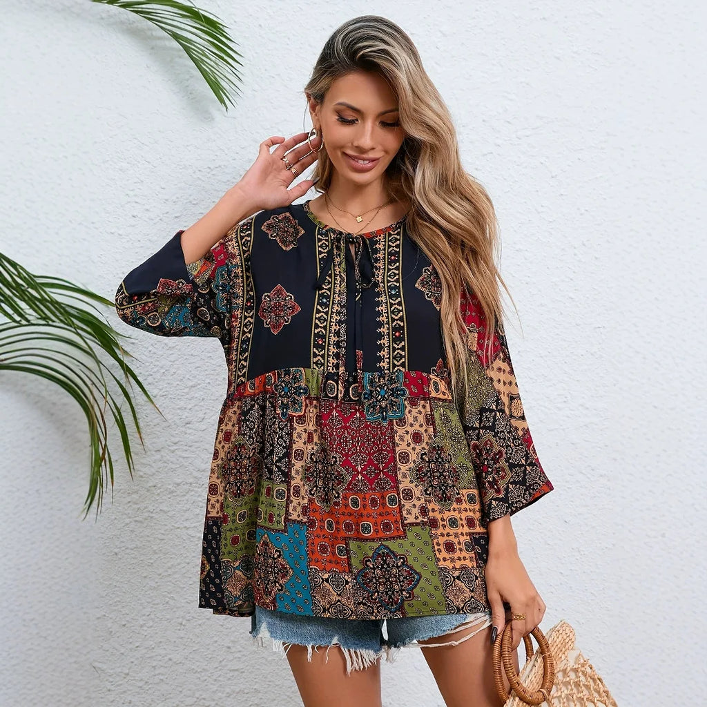 SAIDE™ | S61 TOP - SUMMER BEACH VACATION PRINTED SLEEVELESS TOP