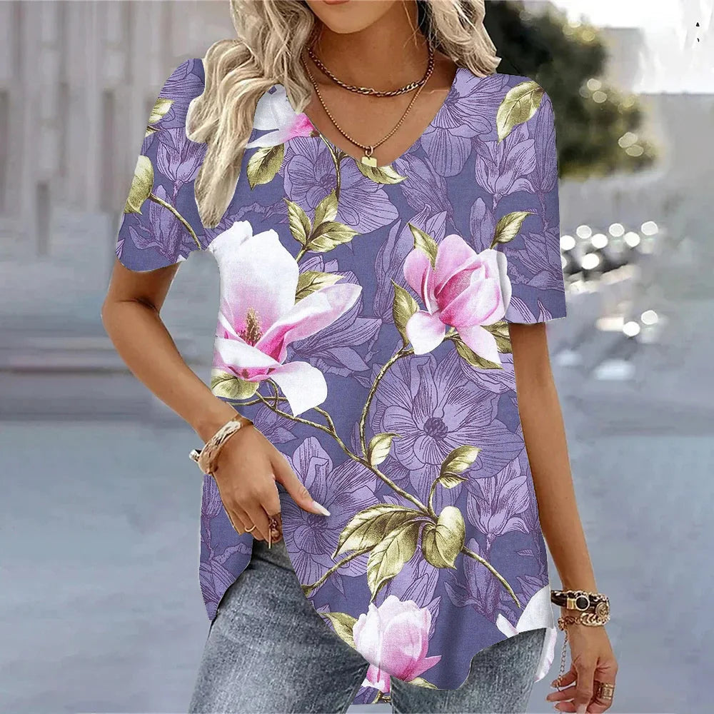 SAIDE™ | S130 TEE - 3D BUTTERFLY PRINT V-NECK T-SHIRT
