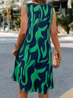 SAIDE™ | S65 DRESS - SUMMER ABSTRACT PRINT SLEEVELESS VACATION DRESS
