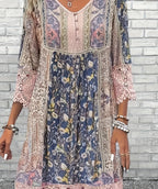 SAIDE™ | S120 DRESS - ELEGANT PRINTED A-LINE KNEE-LENGTH DRESS