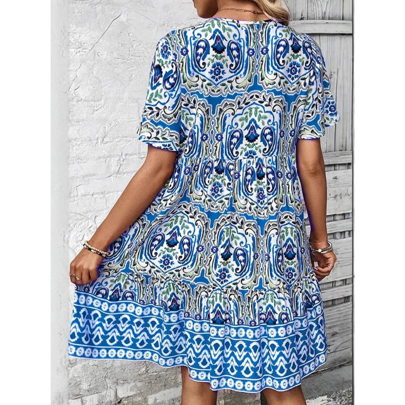 SAIDE™ | S113 DRESS - V-NECK LACE SPLICING BOHEMIAN RESORT DRESS