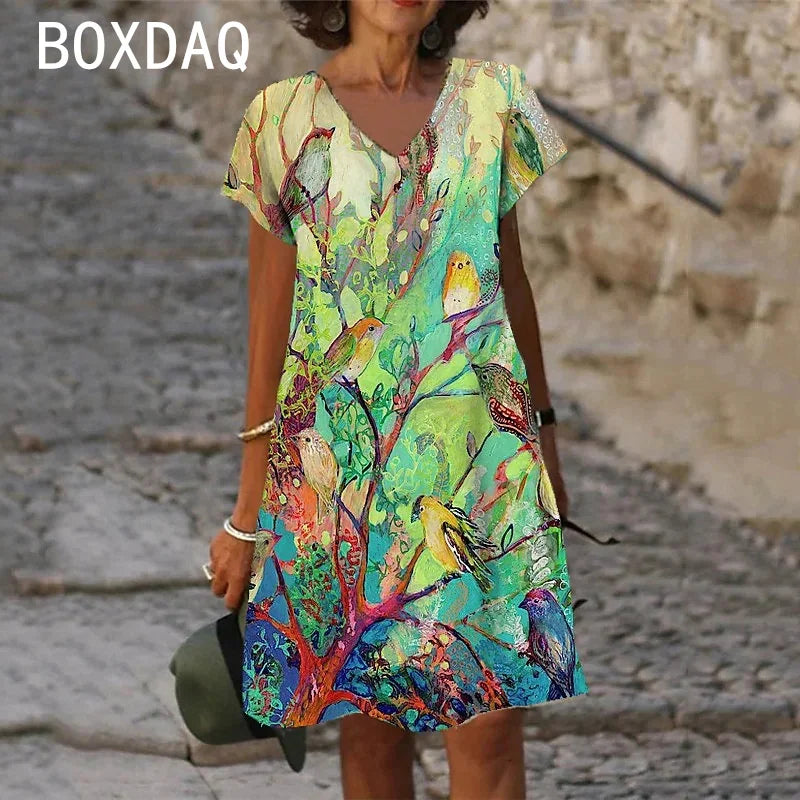 SAIDE™ | S137 DRESS - GRADIENT FLORAL A-LINE BEACH DRESS