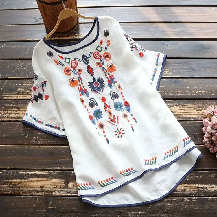 SAIDE™ | S122 SHIRT - EMBROIDERED COTTON CASUAL BLOUSE