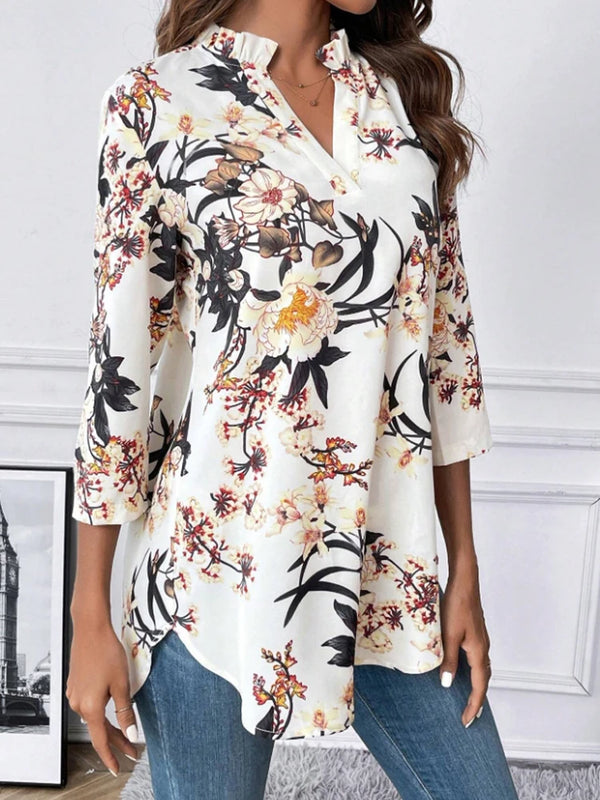 SAIDE™ | S4 FLORAL SHIRT - ELEGANT V-NECK SPRING AUTUMN TOP