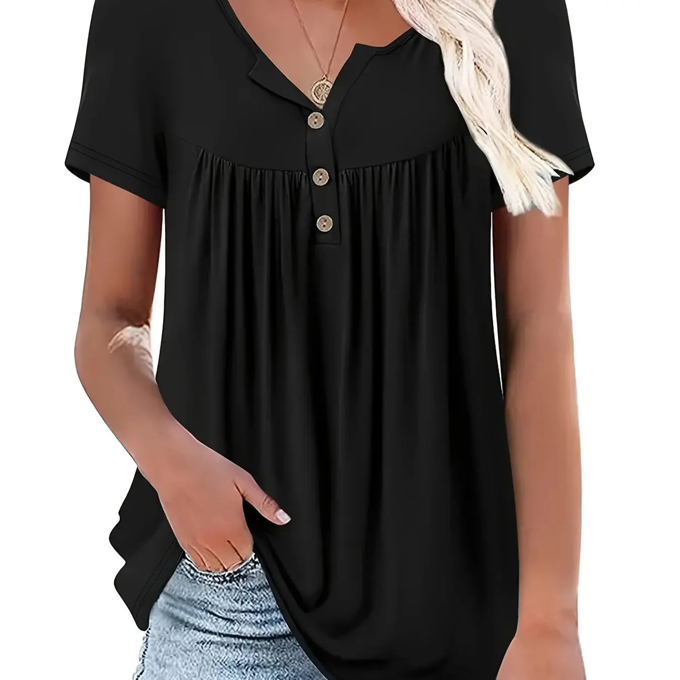 SAIDE™ | S14 SHIRT - V-NECK SILK LUSTER PRINCESS SLEEVE SHIRT