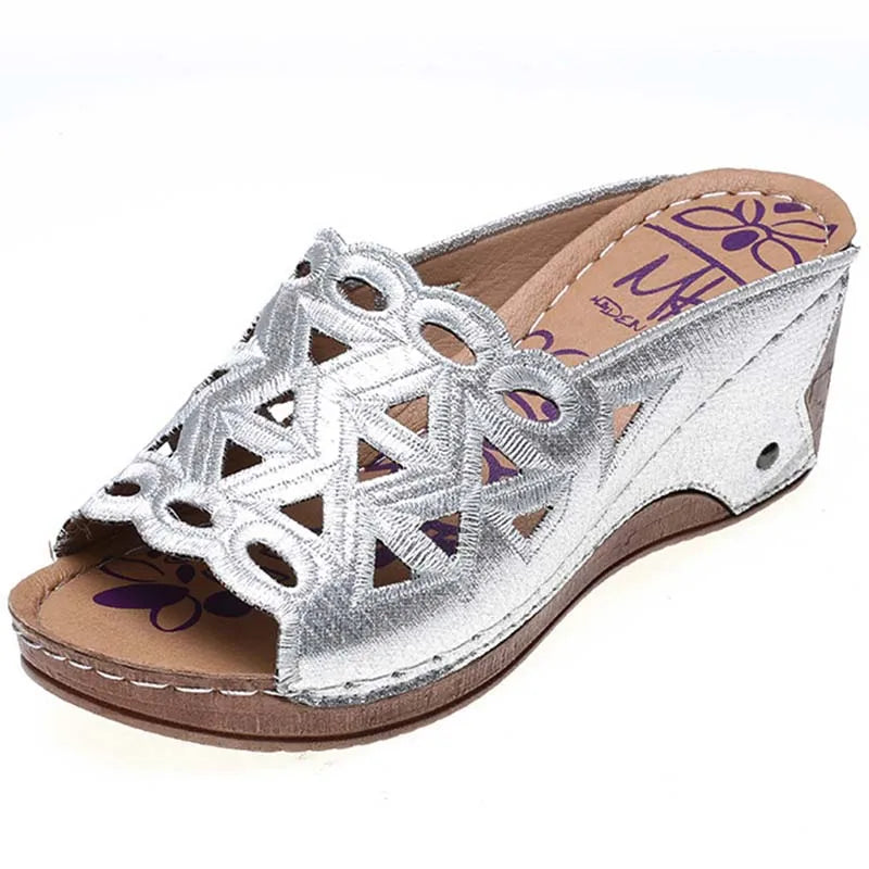 SAIDE™ | S132 SANDALS - HOLLOW OUT WEDGE SLIP-ON SANDALS