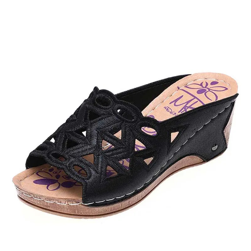 SAIDE™ | S132 SANDALS - HOLLOW OUT WEDGE SLIP-ON SANDALS