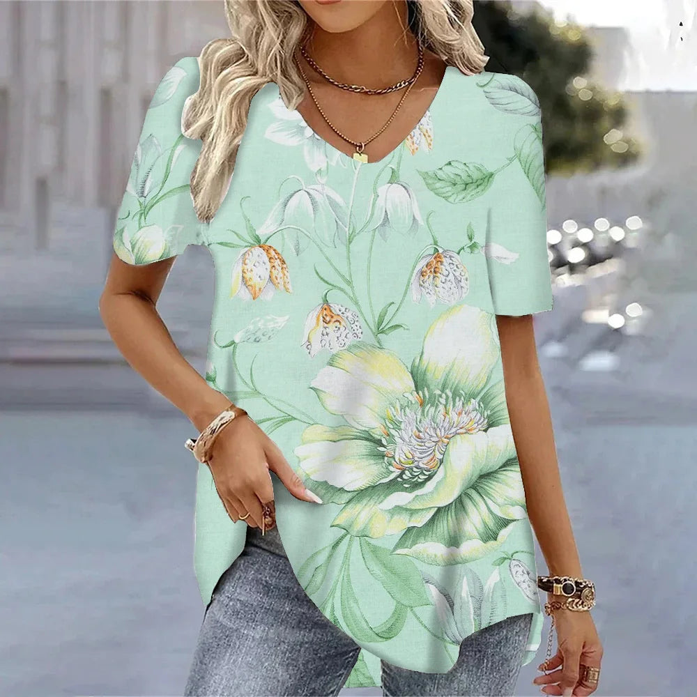 SAIDE™ | S130 TEE - 3D BUTTERFLY PRINT V-NECK T-SHIRT