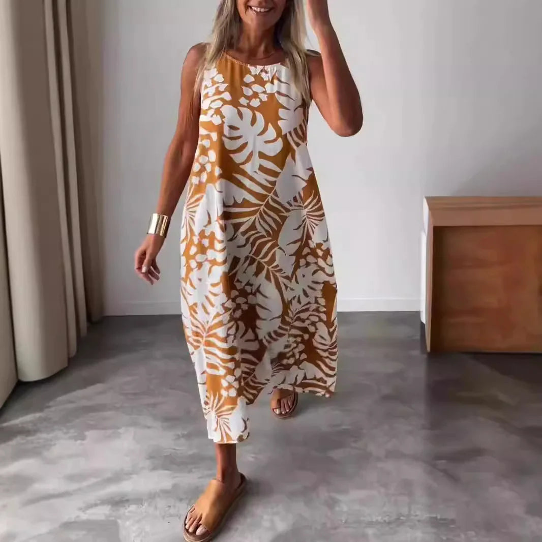 SAIDE™ | S19 DRESS - TROPICAL PRINT SLEEVELESS MAXI DRESS