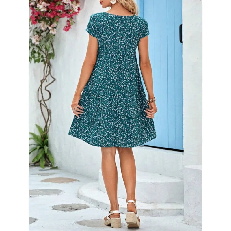 SAIDE™ | S135 DRESS - PRINTED GARDEN COLLAR CASUAL DRESS