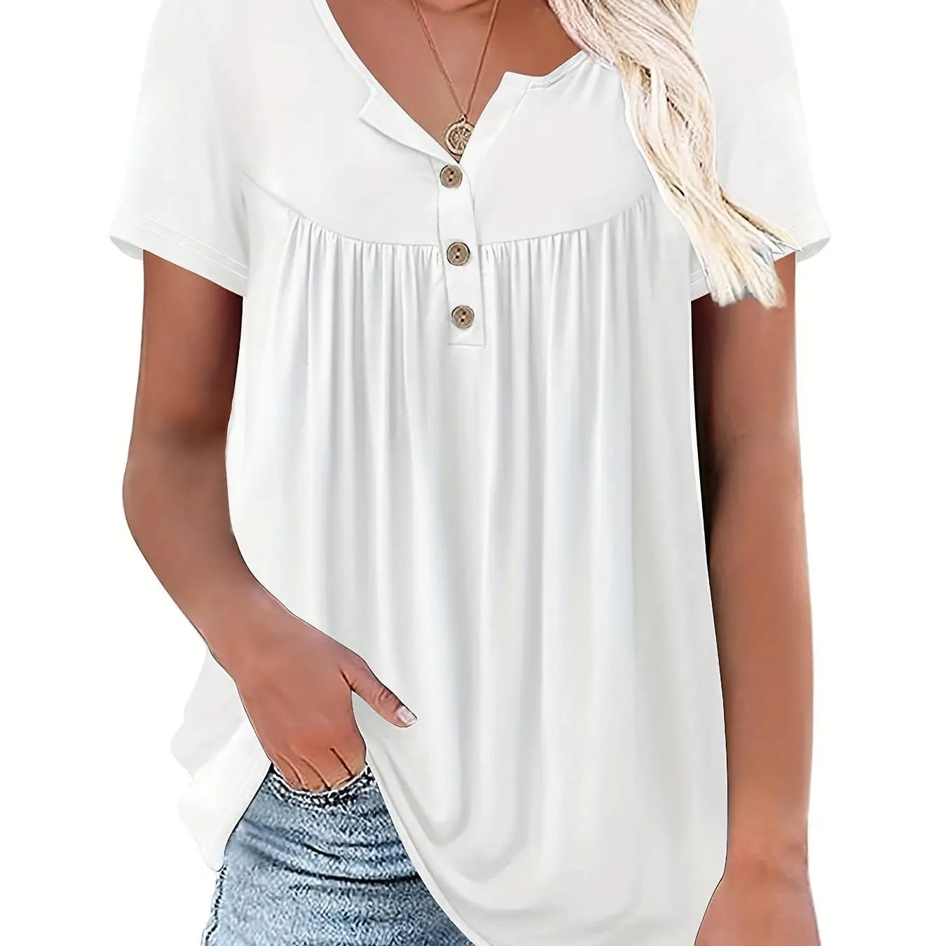 SAIDE™ | S14 SHIRT - V-NECK SILK LUSTER PRINCESS SLEEVE SHIRT