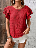 SAIDE™ | S81 BLOUSE - SUMMER ELEGANT SOLID BUTTERFLY SLEEVE O-NECK TOP