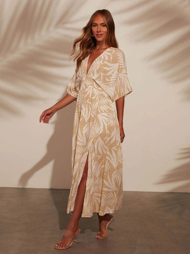 SAIDE™ | S57 DRESS - BOHEMIAN VACATION STYLE PRINTED V-NECK BEACH MAXI DRESS