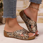 SAIDE™ | S11 SANDALS - LEOPARD PRINT WEDGE SANDALS