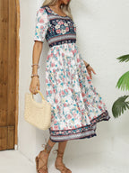 SAIDE™ | S25 DRESS - BOHEMIAN PRINT ROUND NECK MAXI DRESS