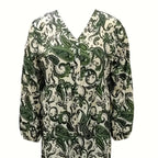 SAIDE™ | S117 DRESS - PLUS SIZE PAISLEY PRINT V-NECK MAXI DRESS