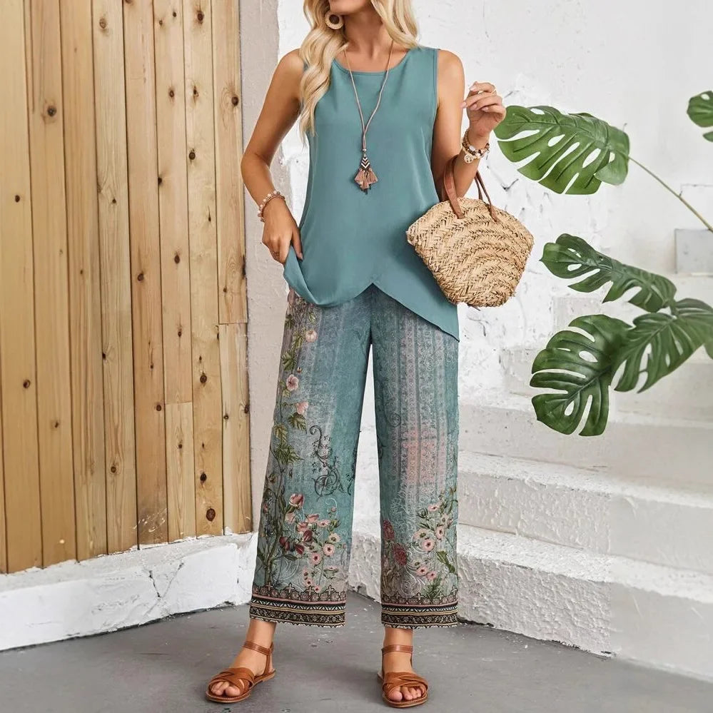 SAIDE™ | S24 TWO PIECE SET - SLEEVELESS ASYMMETRICAL TOP AND PANTS SET