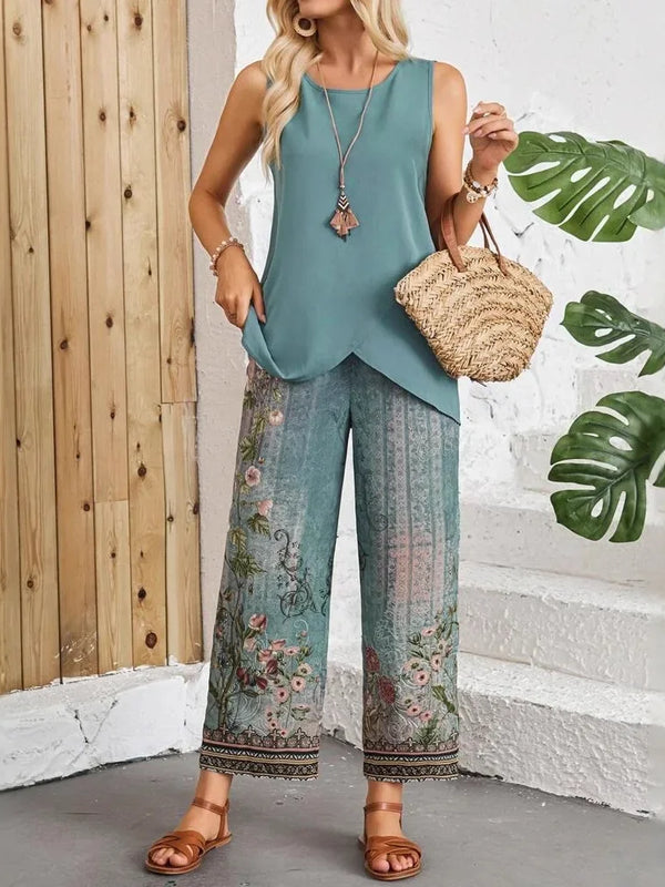 SAIDE™ | S24 TWO PIECE SET - SLEEVELESS ASYMMETRICAL TOP AND PANTS SET