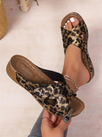 SAIDE™ | S11 SANDALS - LEOPARD PRINT WEDGE SANDALS