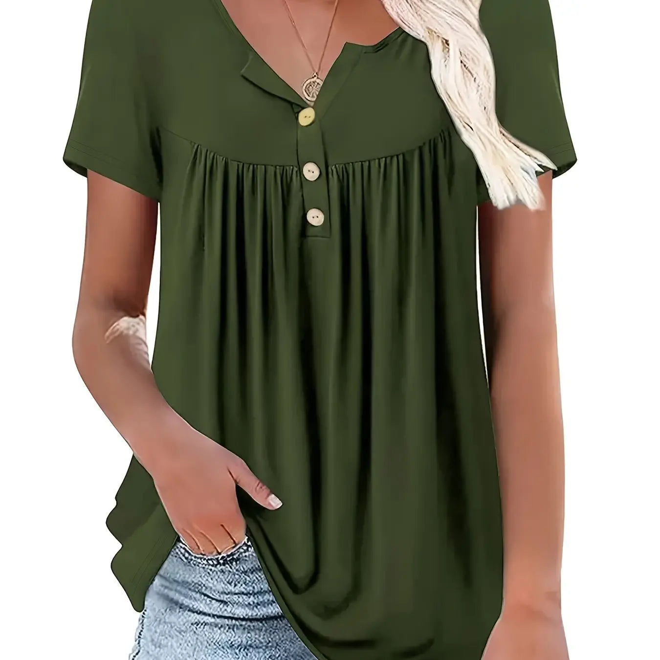 SAIDE™ | S14 SHIRT - V-NECK SILK LUSTER PRINCESS SLEEVE SHIRT