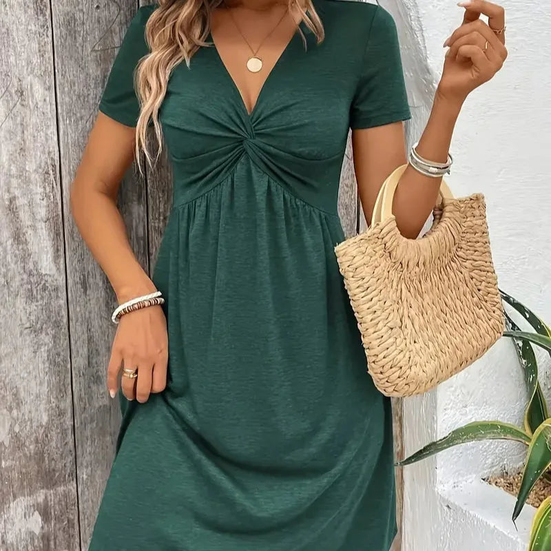 SAIDE™ | S7 DRESS - ELEGANT V-NECK A-LINE DRESS