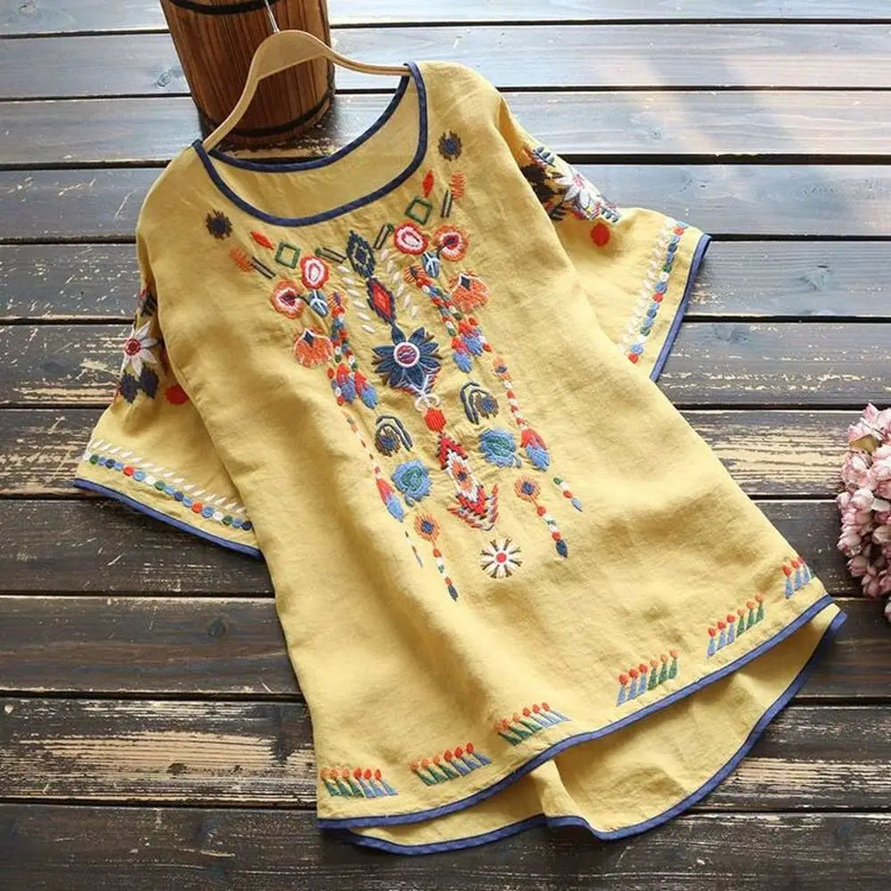 SAIDE™ | S122 SHIRT - EMBROIDERED COTTON CASUAL BLOUSE