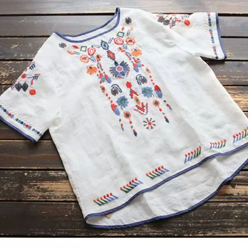 SAIDE™ | S122 SHIRT - EMBROIDERED COTTON CASUAL BLOUSE