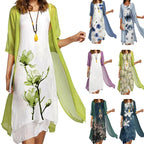 SAIDE™ | S121 2PCS - PRINTED DRESS AND SWEATER COAT SET
