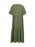SAIDE™ | S129 DRESS - V-NECK A-LINE ANKLE-LENGTH DRESS