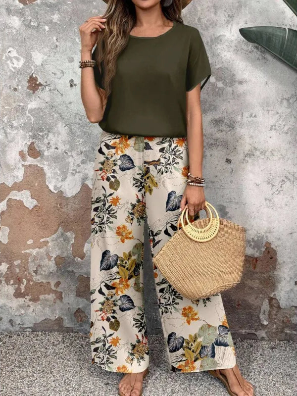 SAIDE™ | S37 TWO PIECE SET - CASUAL PRINT KNITTED TOP AND PANTS SET