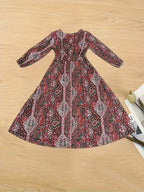 SAIDE™ | S66 DRESS - PLUS SIZE BOHEMIAN V-NECK LONG SLEEVE MAXI DRESS