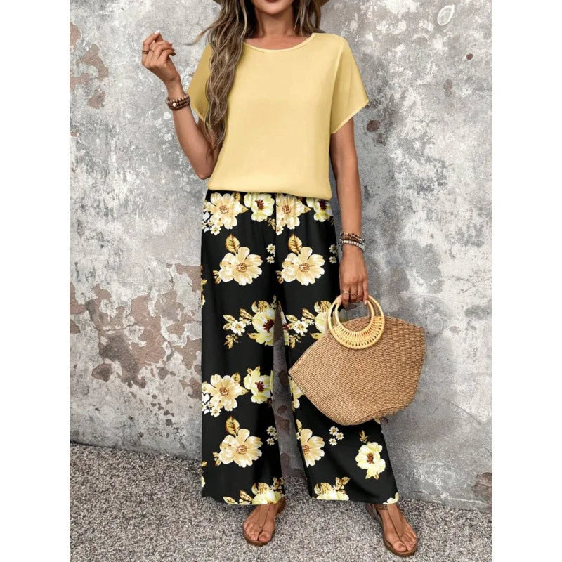 SAIDE™ | S37 TWO PIECE SET - CASUAL PRINT KNITTED TOP AND PANTS SET