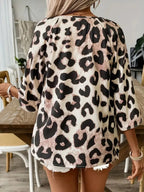 SAIDE™ | S13 SHIRT - LEOPARD PRINT V-NECK LONG SLEEVE SHIRT