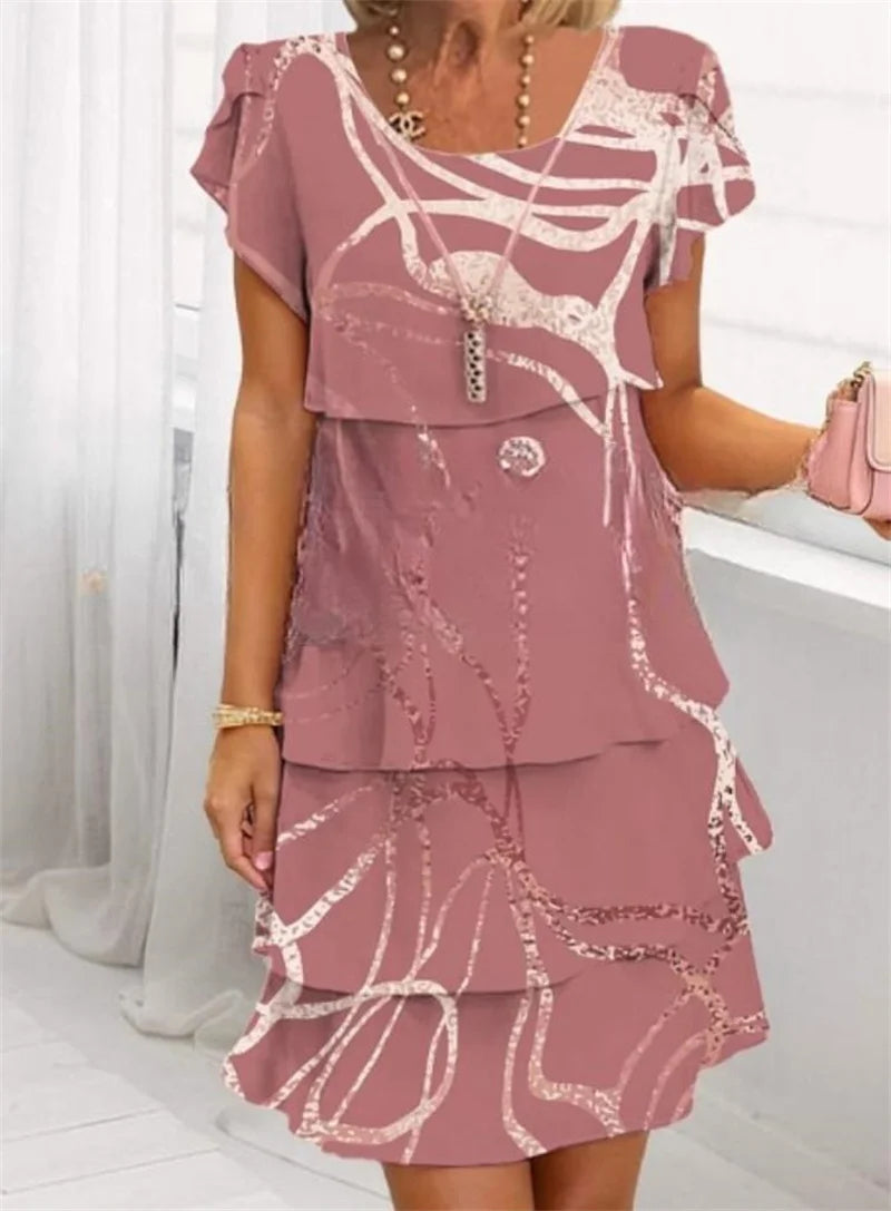 SAIDE™ | S140 DRESS - 3D PRINT CHIFFON PARTY DRESS